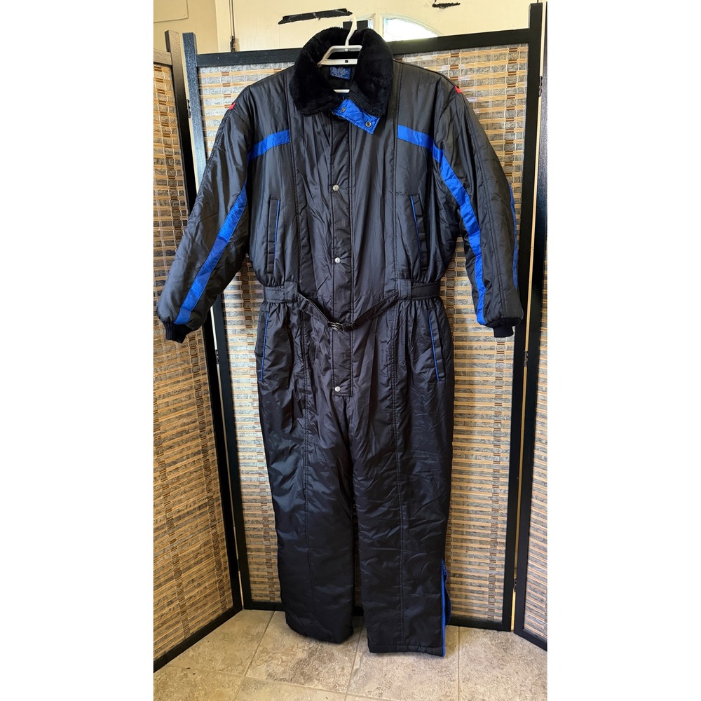 Northern Summit Ski Suit Men XL Black Blue Insulated Vintage Winter Coveralls